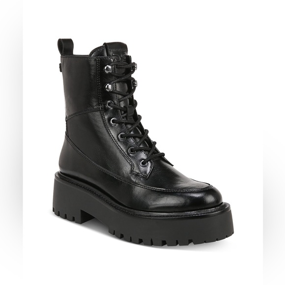 Sam Edelman Black Leather Women's Platform Boots - Picture 1 of 8